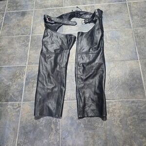 Wild Ride Leather Motorcycle Chaps Mens 5XL Black Adjustable Belted Biker Gear